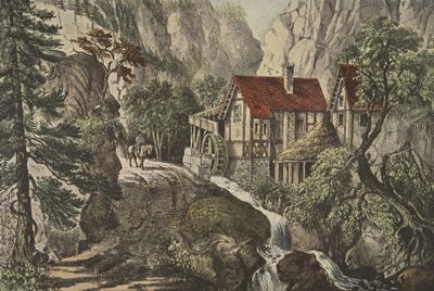 Puzzle Picture - Old Swiss Mill by American School